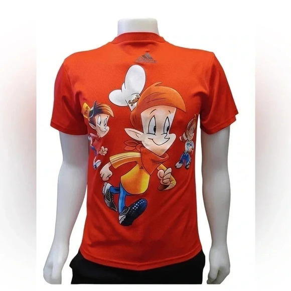 💥HOST PICK💥 Adidas Snap Crackle Pop Short  Red Sleeve Top Size Small - Picture 1 of 8